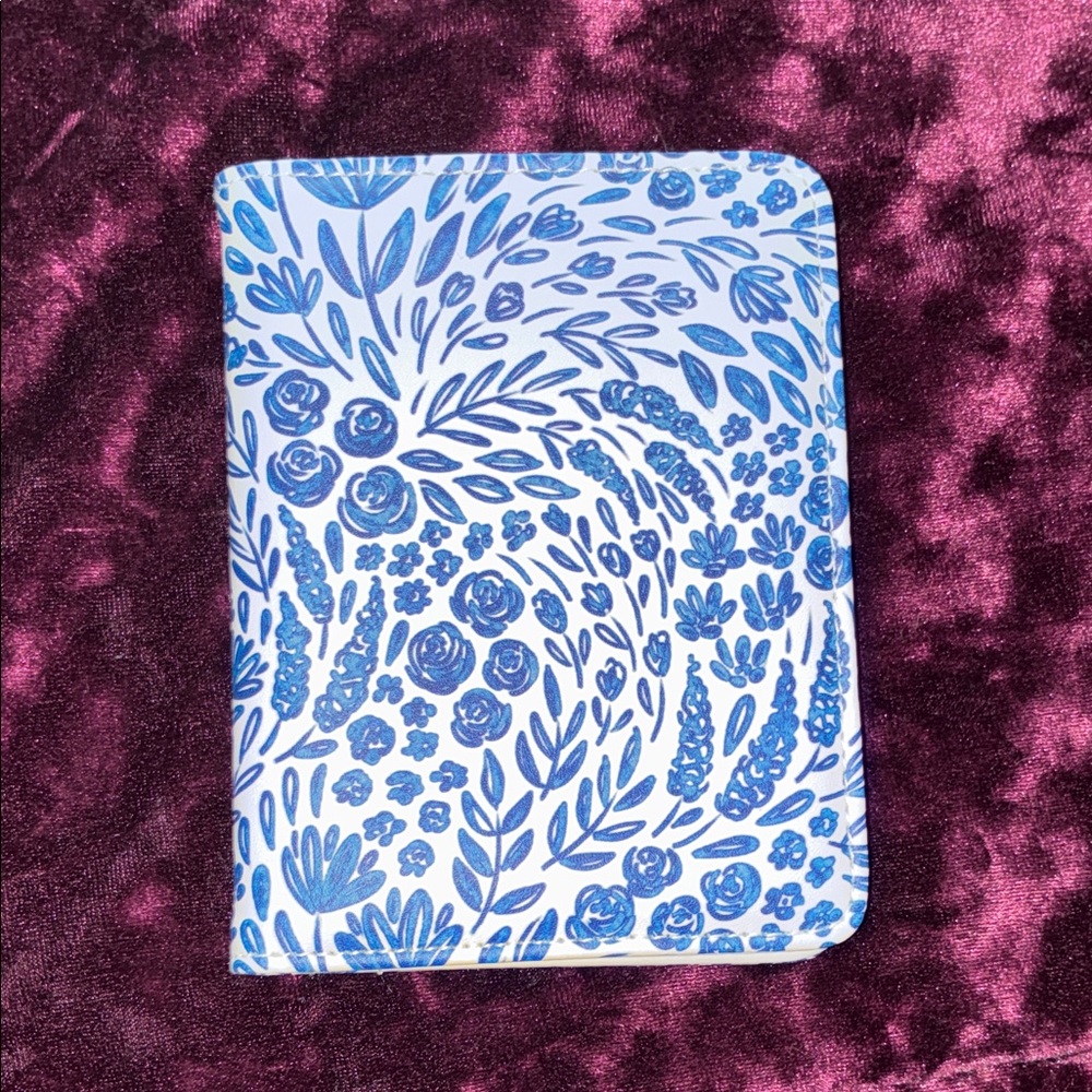 Blue Floral Patterned Passport Holder